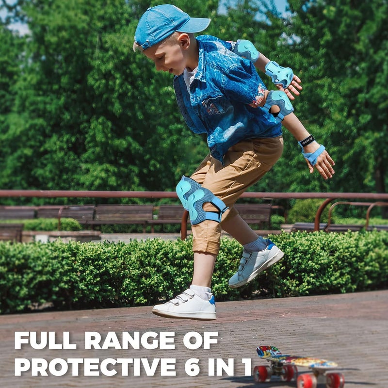 Bosoner Kids/Youth Knee Pad Elbow Pads Guards Protective Gear Set for Roller Skates Cycling BMX Bike Skateboard Inline Skatings Scooter Riding Sports - Image 2